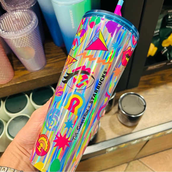 Starbucks Tim Singleton 2023 Pride Holographic Iridescent Cup Tumbler 24oz NWT - Picture 5 of 10